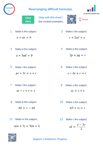 Rearranging difficult formulas (factorising needed) | Teaching Resources