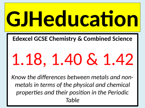 Metals Non Metals Edexcel Gcse Chemistry Combined Science Teaching Resources