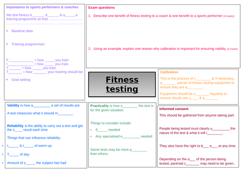 Level 2 BTEC Sport - Fitness testing revision sheet - Unit 1