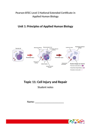 Cell Injury and Repair for Applied Human Biology