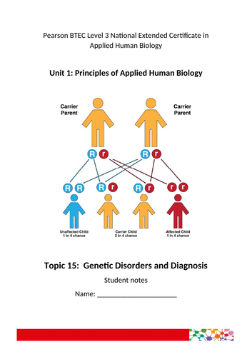 Genetic Disorders for Applied Human Biology BTEC Level 3