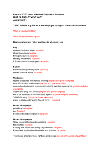 employment law assignment