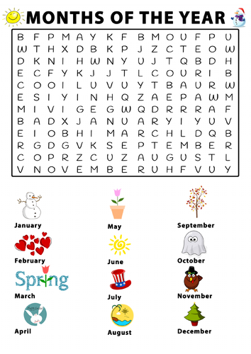 Months Of The Year Word Search - Perfect For Distance Learning ...