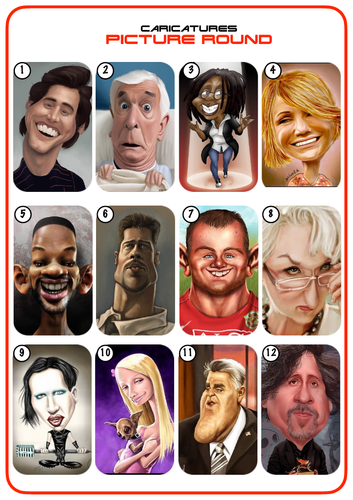 Caricatures Picture Round 'Pub Quiz' | Teaching Resources