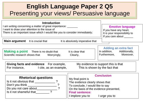 sentence starters for paper 2 question 4