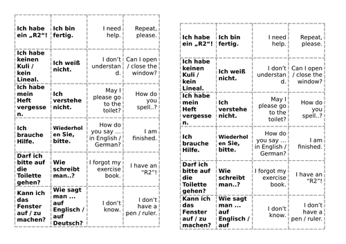 Y7 German Lesson 2 - Working out Links and Classroom Speaking