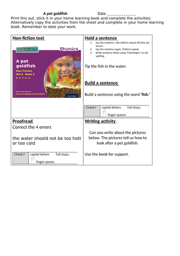 RWInc Purple story books - activity sheets