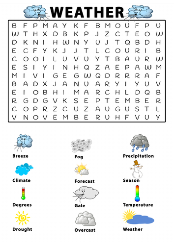 Weather Word Search Activity | Teaching Resources