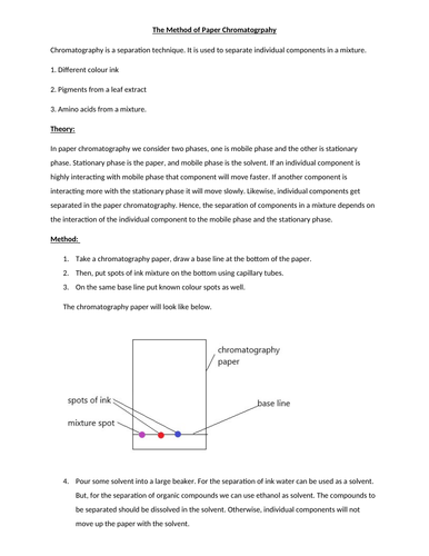 IGCSE chemistry - Paper Chromatography | Teaching Resources