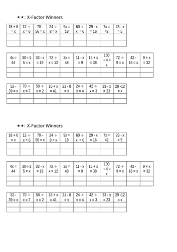 One-step Equations with algebra: 2 resources | Teaching Resources