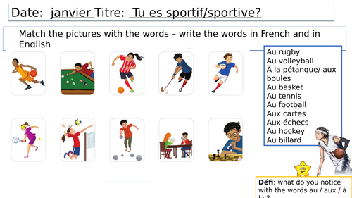 Dynamo 1 Module 3 Tu es sportif / Sportive Unit 1