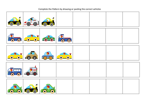 Transport Vehicle Patterns | Teaching Resources