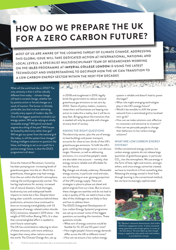 Preparing for a zero carbon future | Teaching Resources