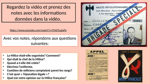 La Milice Francaise Teaching Resources