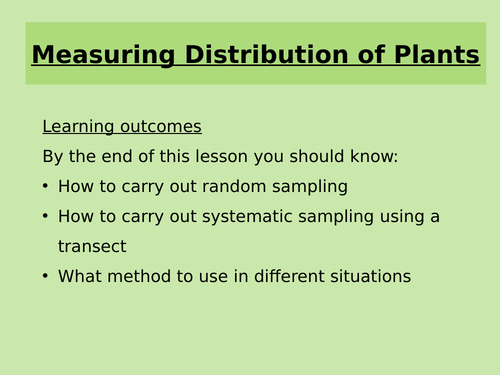 GCSE Measuring Distribution of Plants | Teaching Resources