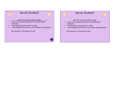 Secret Student Certificates Teaching Resources