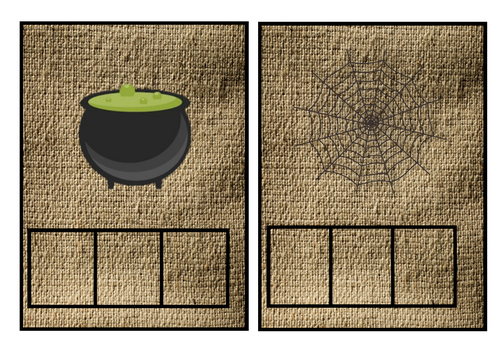 Room on the broom/ halloween CVC natural mats/ phoneme frames