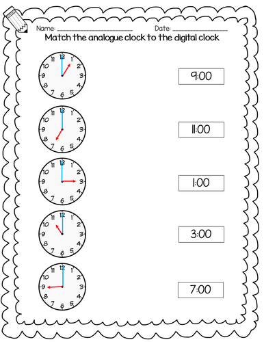 Telling the time workbook - oclock half past quarter past quarter to R ...