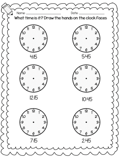 telling the time workbook oclock half past quarter past