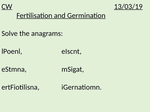 Fertilisation And Germination Teaching Resources 