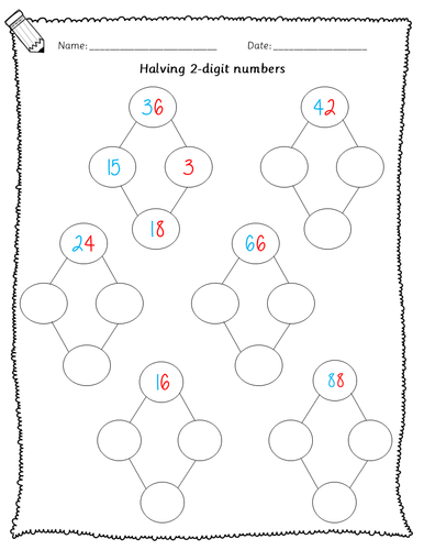 doubling and halving worksheets diamond place value tens