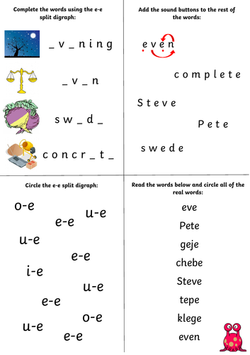 split digraph worksheets teaching resources