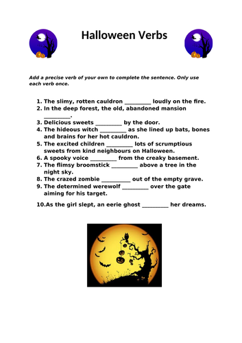 Halloween Verbs Teaching Resources