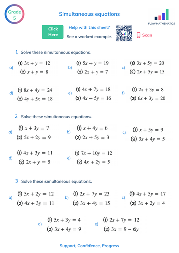 Simultaneous Equations By Elimination Teaching Resources