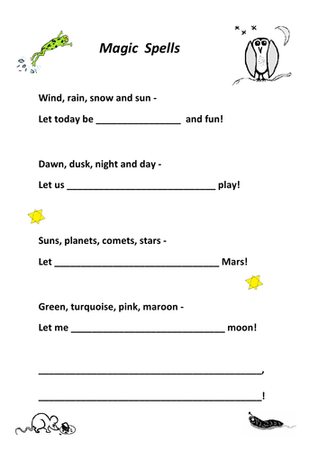 Magic Spells - wish-writing frames, rhyming