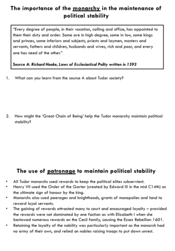 OCR Tudor Rebellions | Political Stability (Monarchy) | Teaching Resources