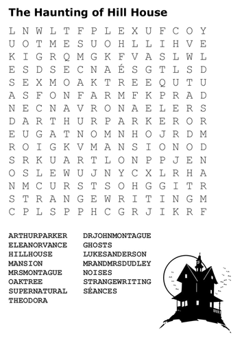 The Haunting of Hill House Word Search Teaching Resources
