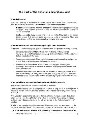 Job of the historian booklet | Teaching Resources