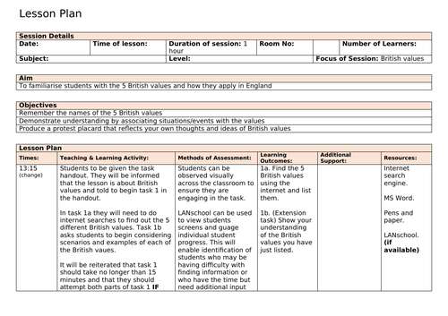 Creative British Values - Lesson Plan & Task Sheet | Teaching Resources