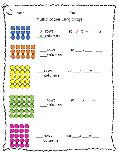 year 3 arrays counting in 2s 5s 10s 3s and 4s multiplication