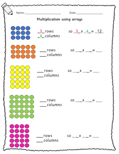 Year 3 arrays - counting in 2s, 5s, 10s, 3s and 4s multiplication ...