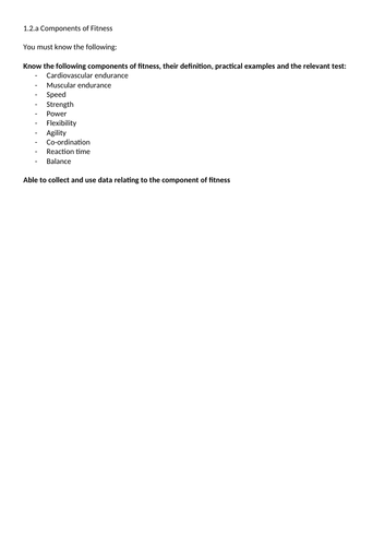 GCSE PE Components of Fitness Bundle | Teaching Resources