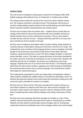 gcse english language creative writing tes