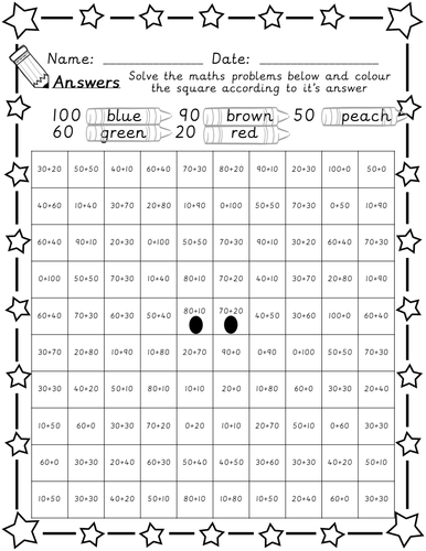 Holidays celebrations colour in maths worksheets adding tens ...