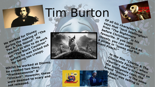 Tim Burton I Research Page Teaching Resources