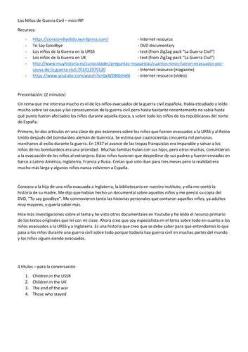 Spanish IRP How to prepare your students Teaching Resources