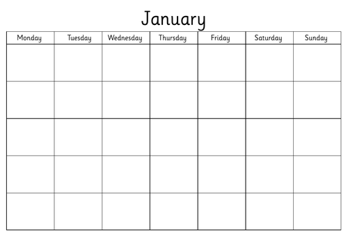 Blank Calendar - Monday to Sunday | Teaching Resources