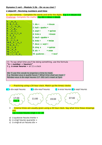 ks3 french dynamo 2 vert mod3 a loisir leisure all units detailed