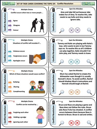 Conflict Resolution KS2 Task Cards | Teaching Resources