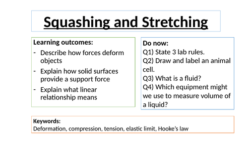 Squashing and Stretching KS3 year 8 (AQA Activate 2) | Teaching Resources