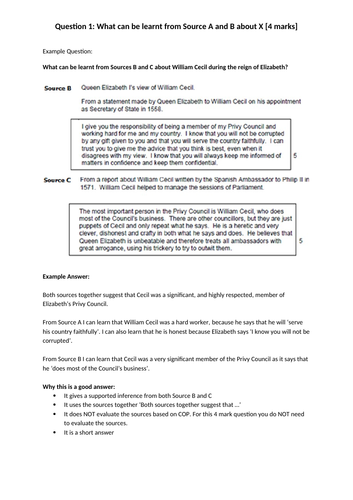 EDUQAS History GCSE : Example Answers, Elizabeth