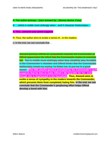 the pearl paragraph essay