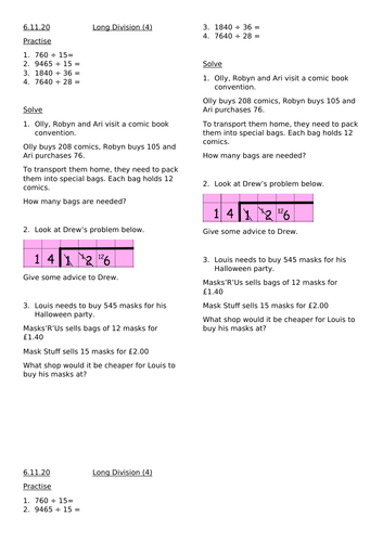 Long Division Worksheets for Year 6 | Teaching Resources