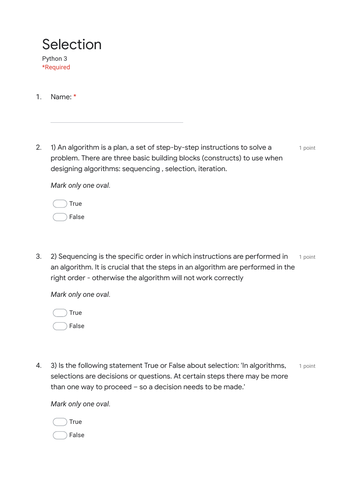 Variables, Selection and Loops | Teaching Resources