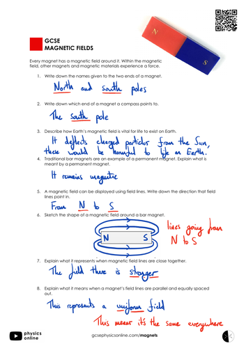 Magnets and magnetic fields worksheet clearance answers