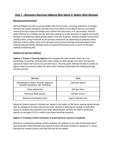 BTEC Level 3 Business Unit 7: Business Decision Making Full Unit ...